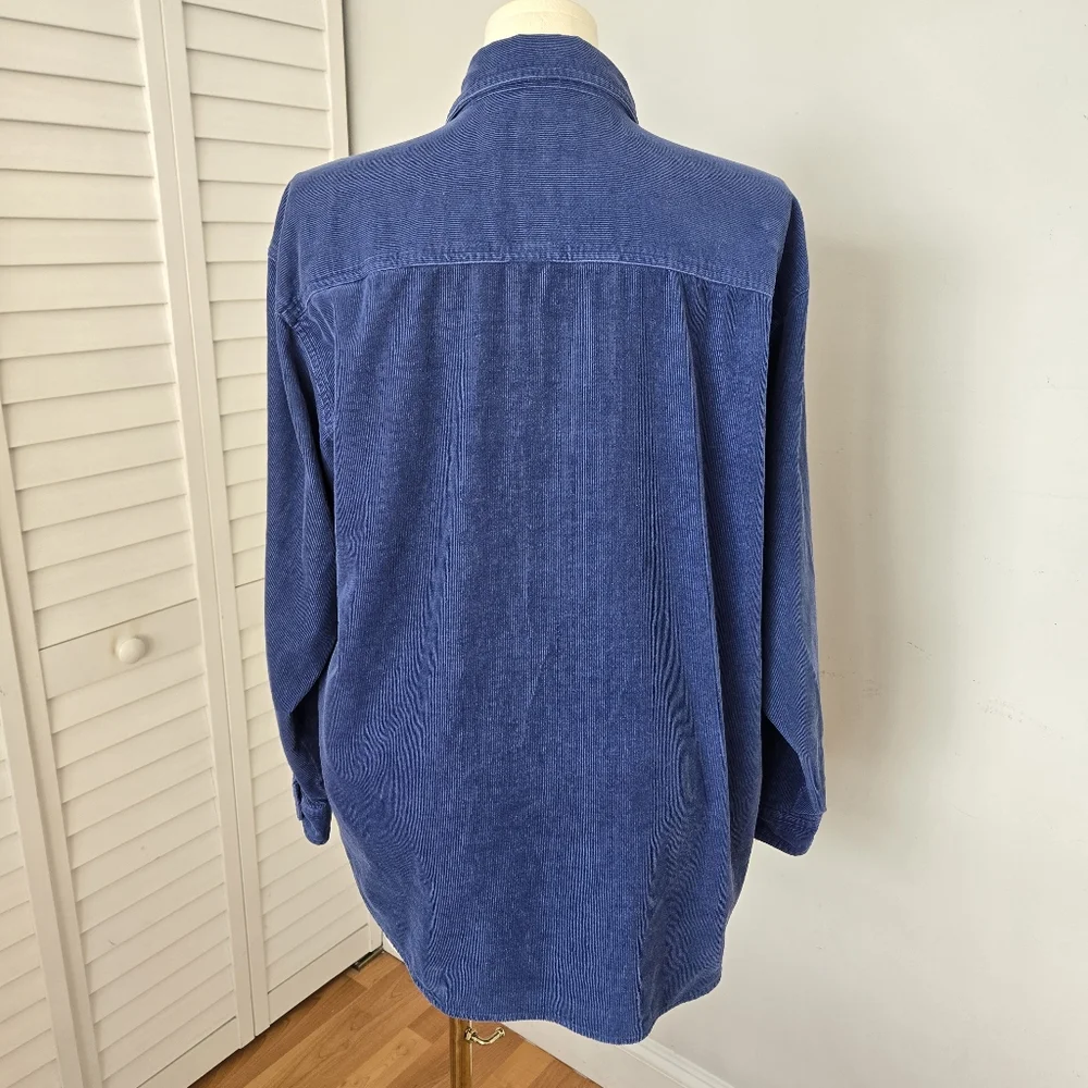 Vtg Disney Pooh Navy Embroidered Corduroy Button-up Shirt XL Cottagecore Retro - Picture 8 of 13